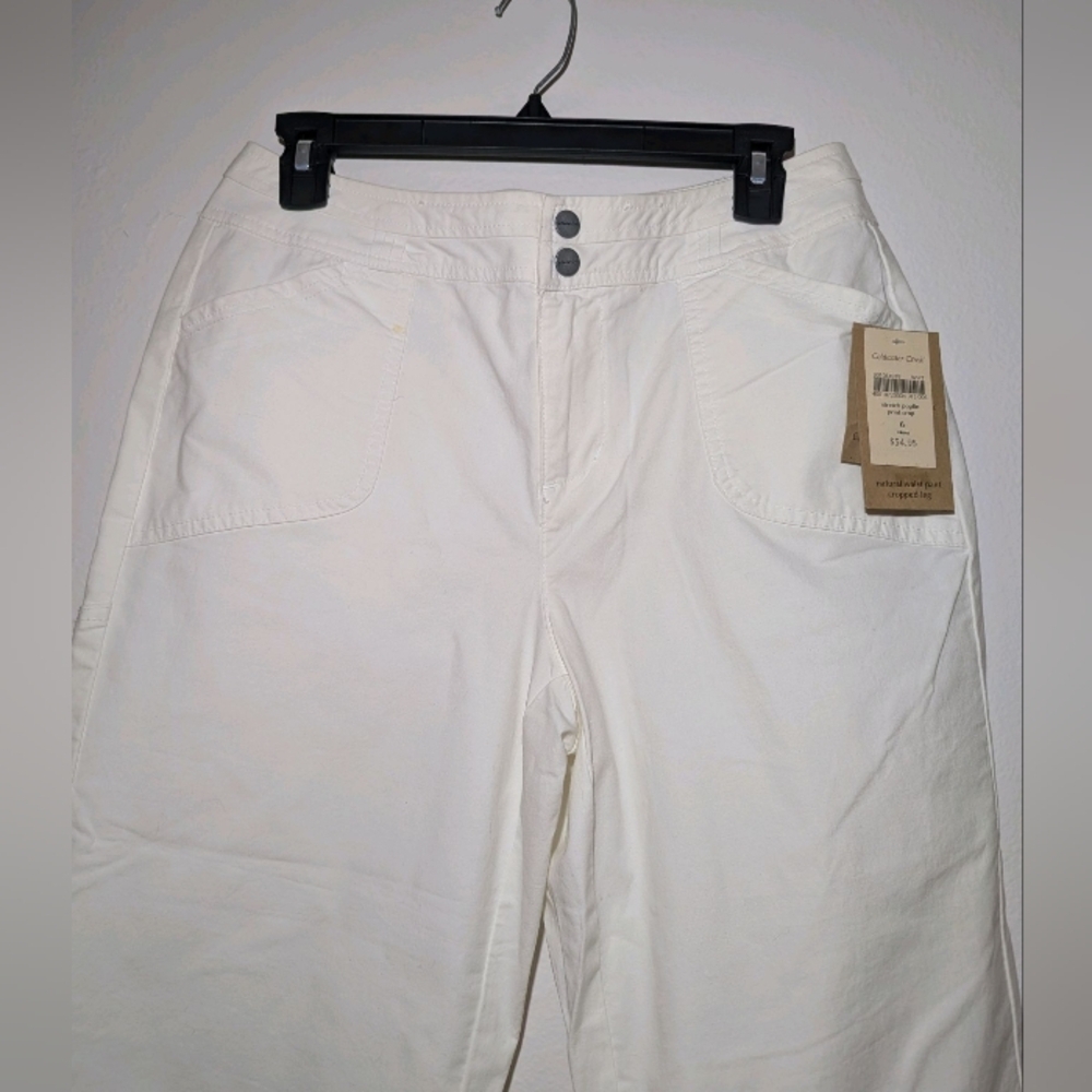 NWT Coldwater Creek White Capri Pants Embroidered Women Sz 6 Stretch Crop Cargo - Picture 5 of 13
